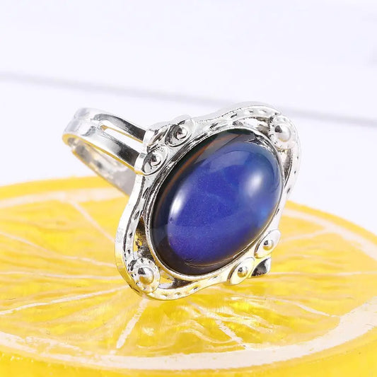 Round Emotional Funny Kids Chic Adult Feeling Control Vintage Fashion Changing Color Temperature Mood Ring