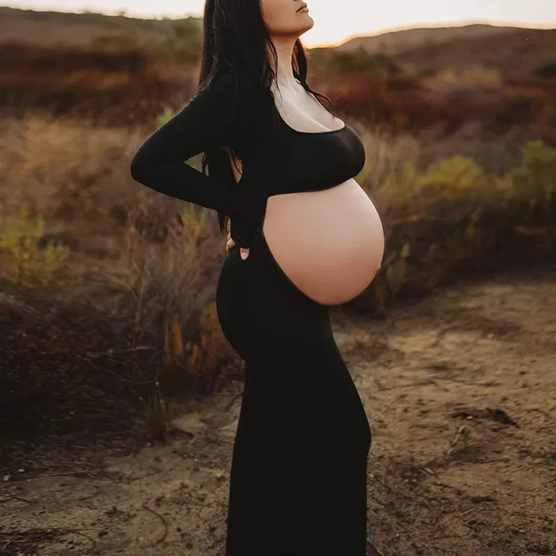 Maternity Dresses For Photo Shoot Sexy Cut Out Front Open Backless Maxi Dress Wedding Party Photography Pregnant Women Clothes