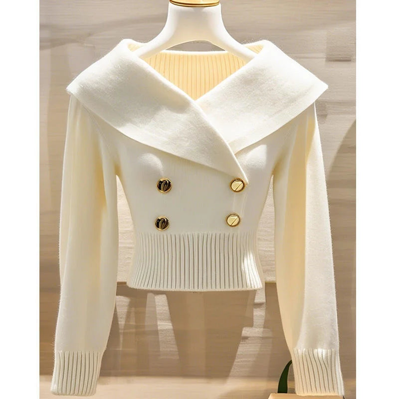 Sweater Women's 2025 New Fashion Autumn Long-Sleeved Temperament Casual Knitwear Female Pullovers Sweater