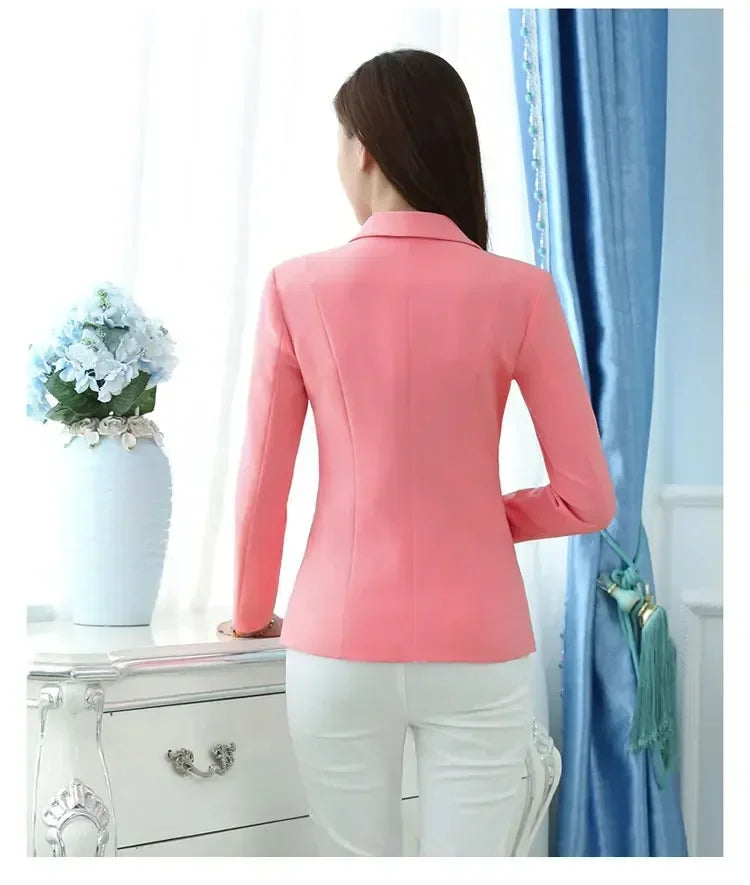 Women Blazer Office Ladies Elegant Outwear Long Sleeve Work Wear Classy Female Pink Suit African Autumn Fashion 2025 New Coat