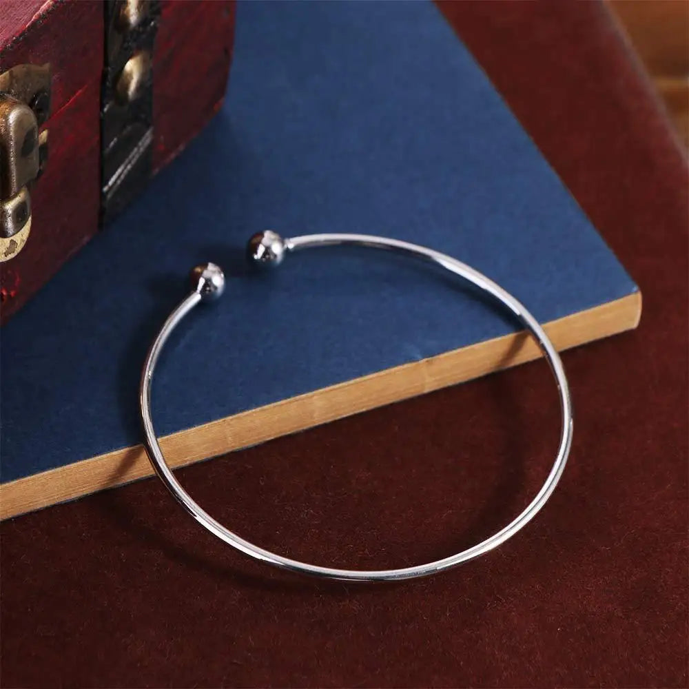 1pc Smooth Solid Bead Bracelet Cufflinks Bangles For Women Man Wedding Engagement Party Jewelry