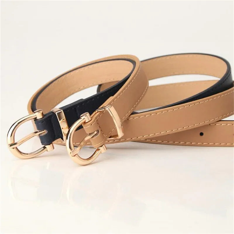 Women Belts New PU Leather Simple Metal Buckle Belt Girls Dress Jean Pants Waistband Belts for Lady Luxury Designer Brand