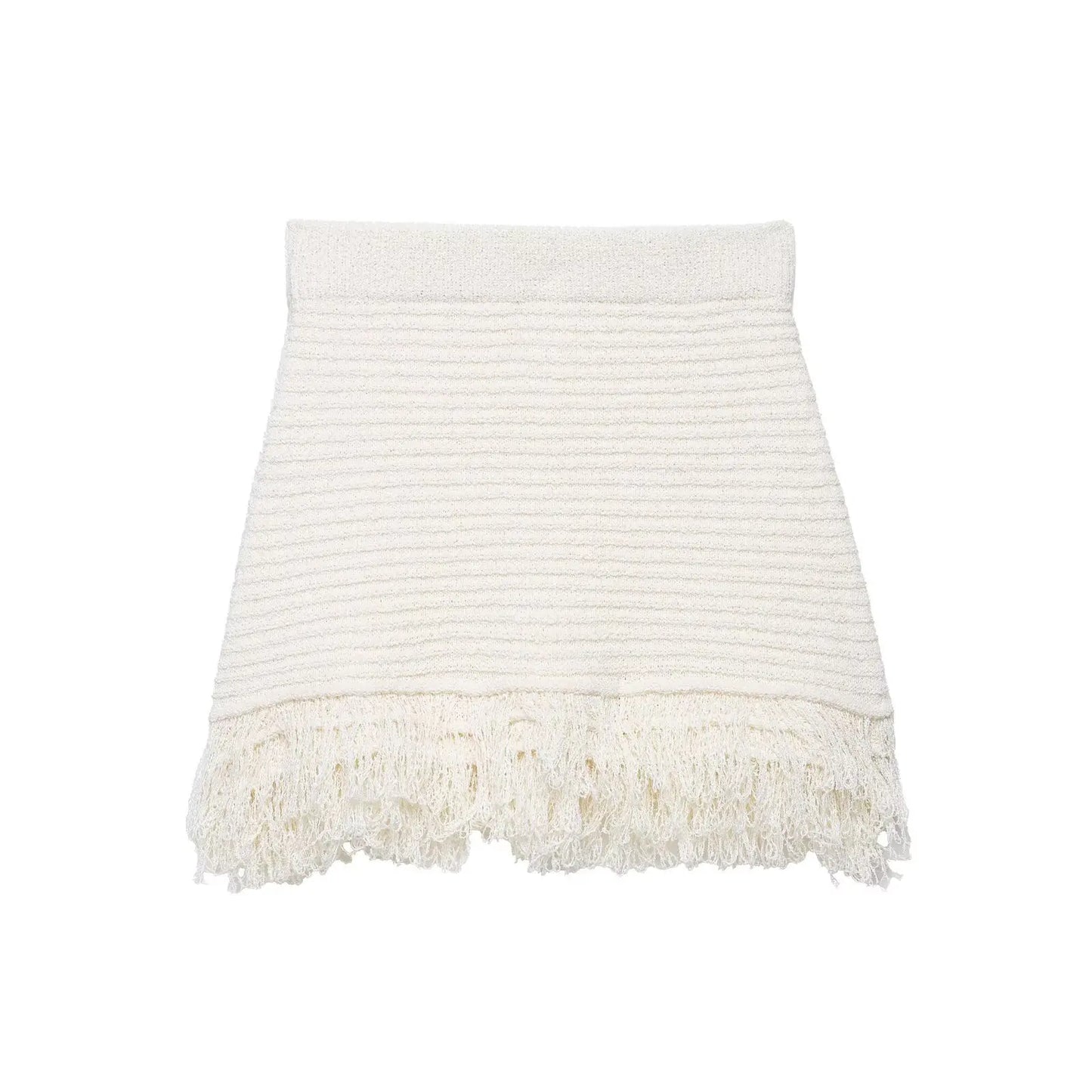 Tassel Skirt Sets Short Sleeve Knitted Tops Sexy Hip Hugging Skirts 2 Piece Set Women's Party Streetwear 2025 Woman Outfits