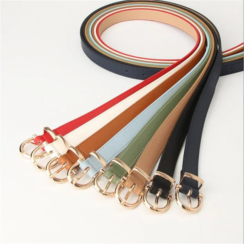 Women Belts New PU Leather Simple Metal Buckle Belt Girls Dress Jean Pants Waistband Belts for Lady Luxury Designer Brand