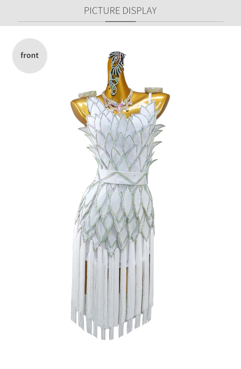 Womens Ballroom Dance Dress Dancewear Elegant Party Clothing 2025 Adult Costume Female Prom Fringed Skirt Girls Samba Stage Suit