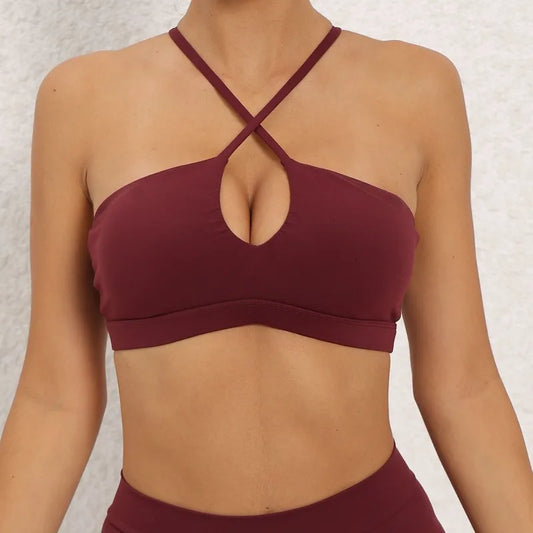 Women's Yoga Bra - Running Cross Back Breathable Naked Feel Sports Fitness Bra  for Yoga Running Gym Top