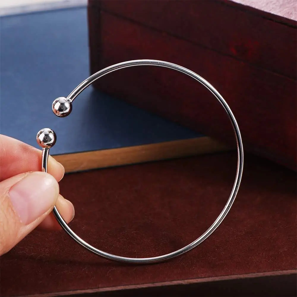 1pc Smooth Solid Bead Bracelet Cufflinks Bangles For Women Man Wedding Engagement Party Jewelry