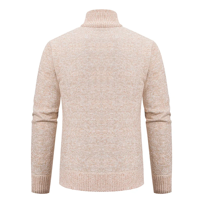 Autumn And Winter New Jersey Men's Casual Sports Coat Solid Color Stand Collar Wweater Grab Fleece Warm Zipper Cardigan