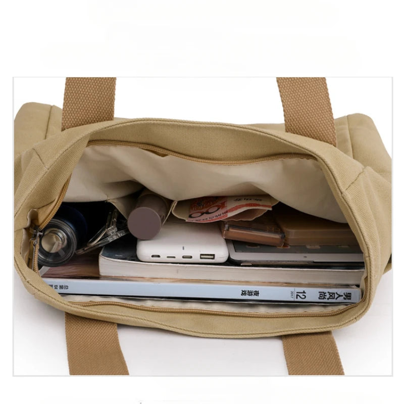 Women's handbag Fashionable Women's Canvas Top-Handle Bag for Daily Commuting and College Style Student Outfit Shoulder Bag