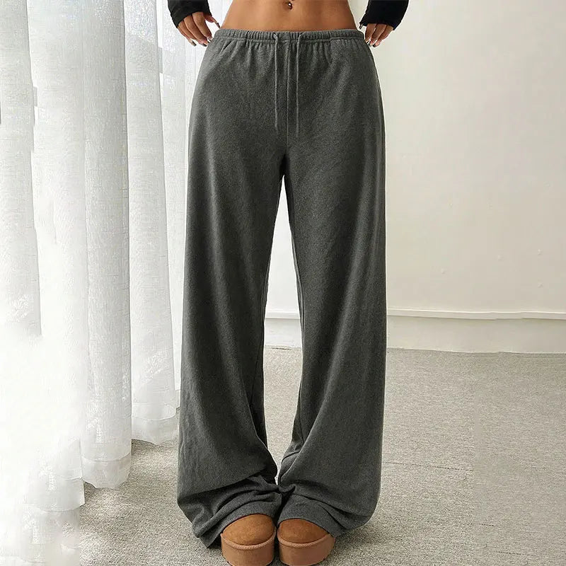 Women Trousers Fashion New Autumn Streetwear Basic Straight Casual Slim Pants Lady Sexy Solid Simple Versatile Knitted Trousers