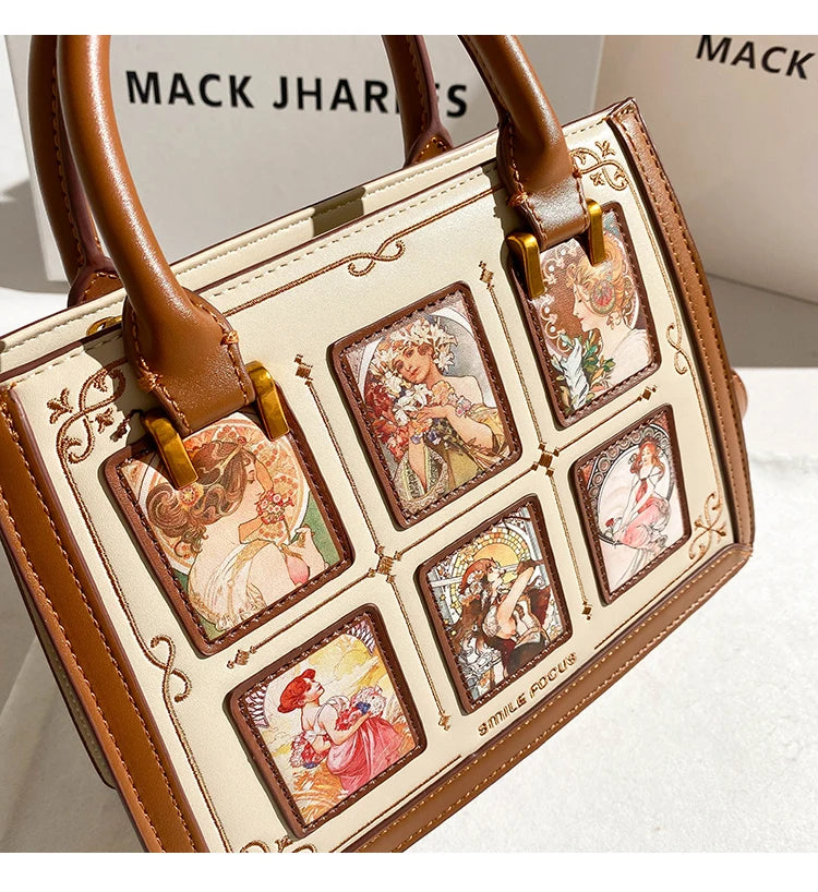 Women's handbag with high-end contrasting colors, carrying mother's bag 2024 new retro designer single shoulder crossbody bag