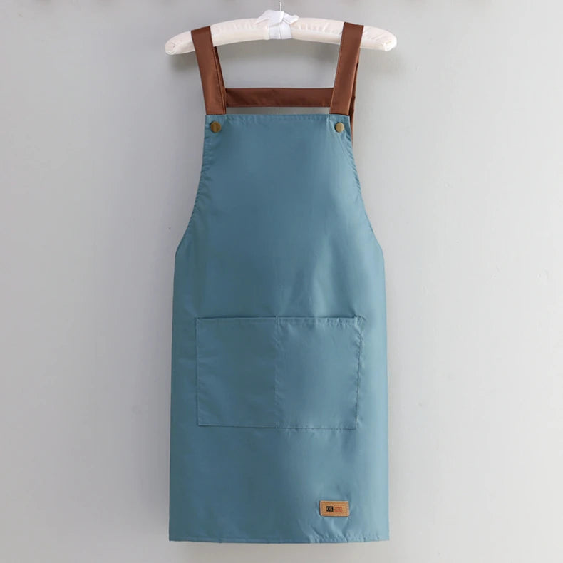 Kitchen Apron Rivet Strap Leather Apron Multi-functional Stain-resistant Oil-proof Waterproof Cooking Solid Color Hotel Workwear