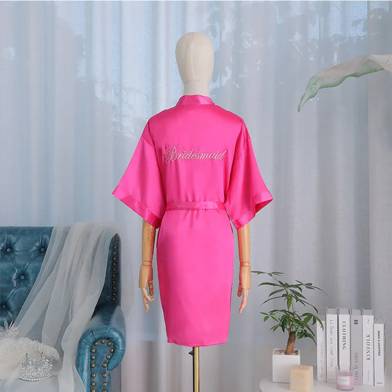 Kimono Robe Bride Bridesmaid Wedding Bathrobe Casual Women Sleepwear Nightgown Embroidery Letter Home Clothing Lingerie