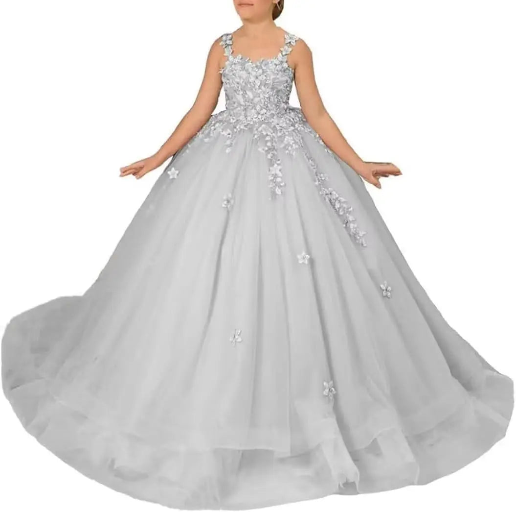 Kingbridal Flower Girl Dresses for Wedding Lace Princess First Communion Formal Dresses Tulle Pageant Ball Gowns Princess Dress
