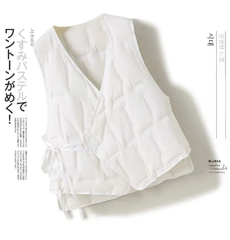 Coat Inner wear Base Liner Collarless V-neck Lightweight Belt down Jacket Cotton-padded Clothes Vest Vest Vest Outer Wear