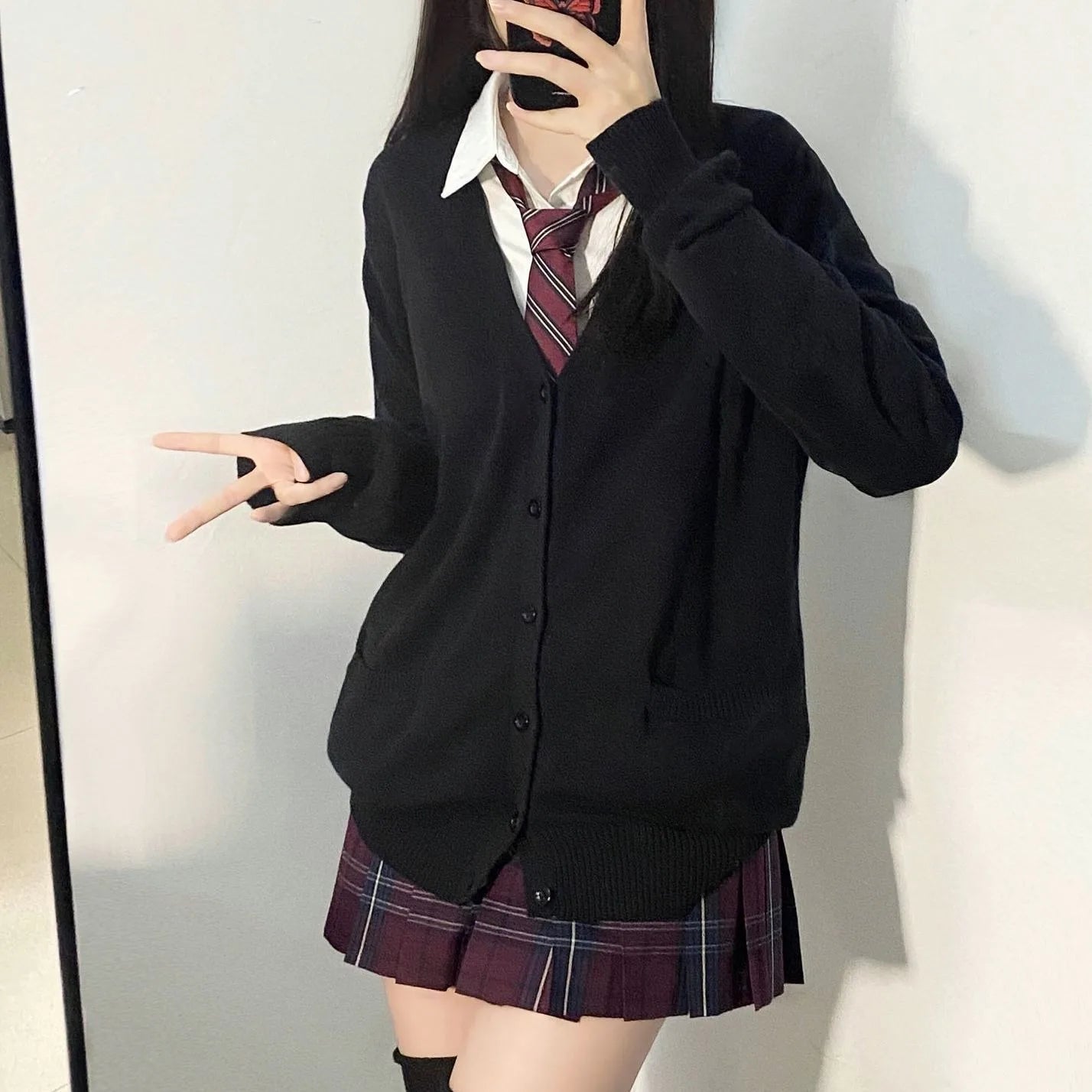 Sweet Wind Sweater Spring and Autumn V-neck Cotton Knitted Sweater Academy Style JK Uniform Cardigan Student Girl Role Play