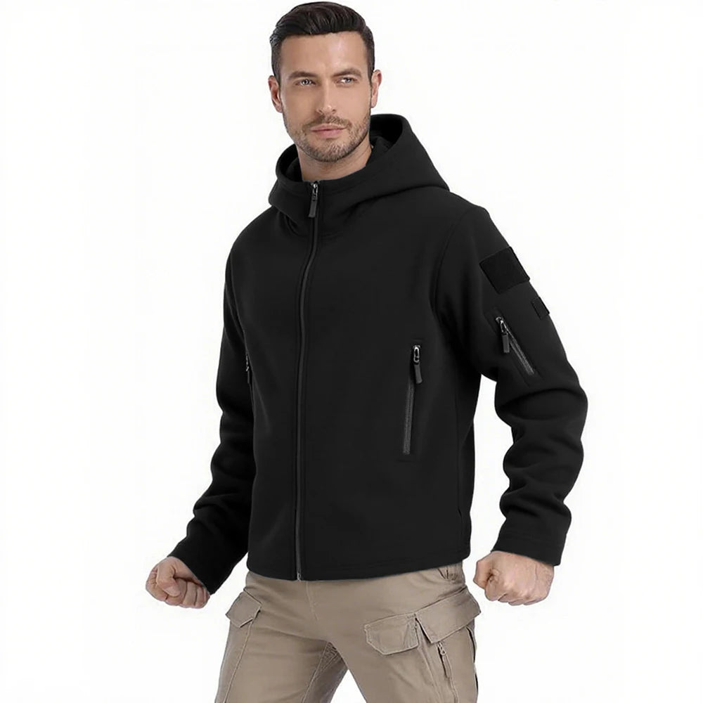 Winter Hunting Men’s Fleece Jacket Warm Coats Polar Outdoor Hoodie Jacket Multi-Pocket Casual Full Zip Sport Hiking Coat S-XXXL
