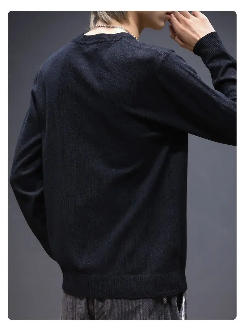 Sweater Men's Young Knitted Solid Color Casual Pullover Round Neck Sweaters