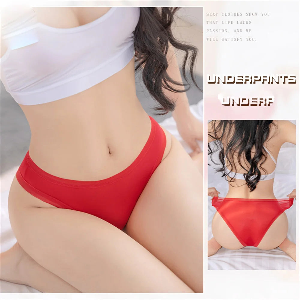 Women's Thin Transparent Panties Low Waist Sexy Briefs Breathable Naked Feeling Elastic Sheer Underwear Thong Exotic G-String
