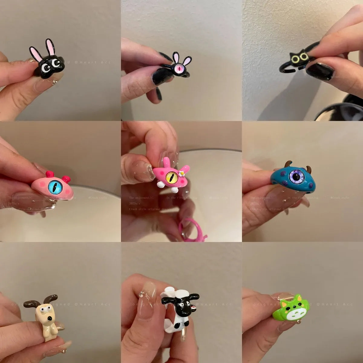Cute and funny cartoon open rings, girl's fun personality, versatile, niche, unique design, index finger ring