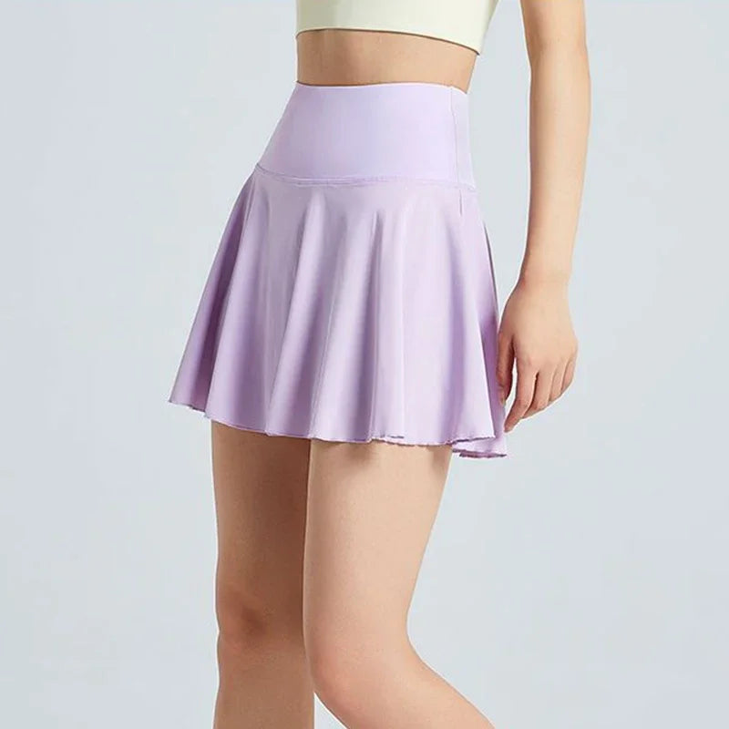 Sport  High WaistTennis Skirts for Women Fashion Anti-Shine Quick Drying Elastic Yoga Skirts Woman with Pocket Mini Skirt Female