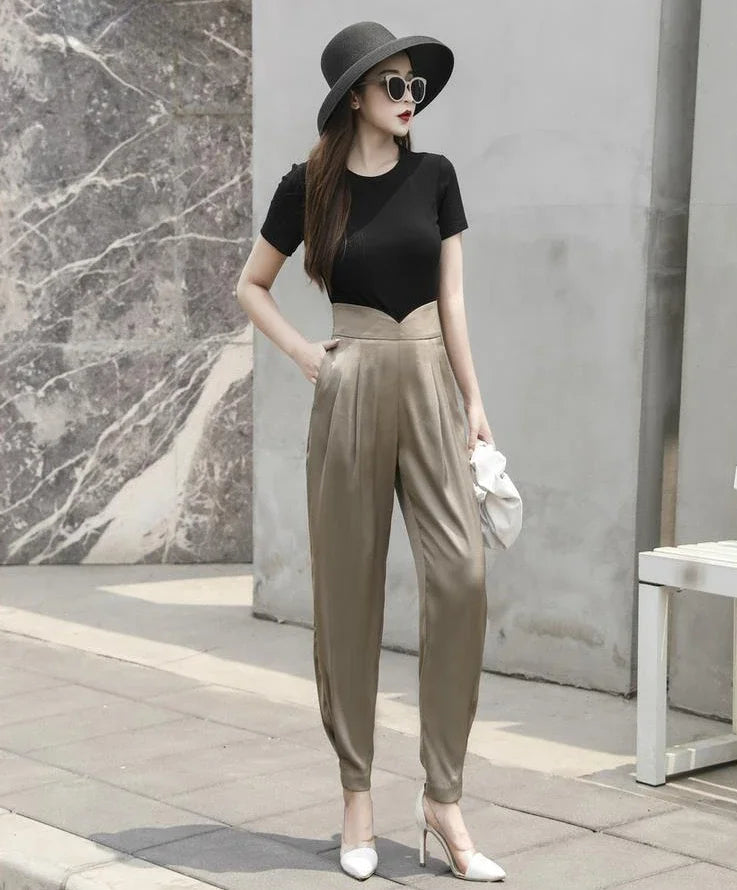 Trousers for Woman Pencil Solid Clothing Black Women's Pants High Waist Y2k Streetwear Autumn Cotton Elastic G Classic Quality