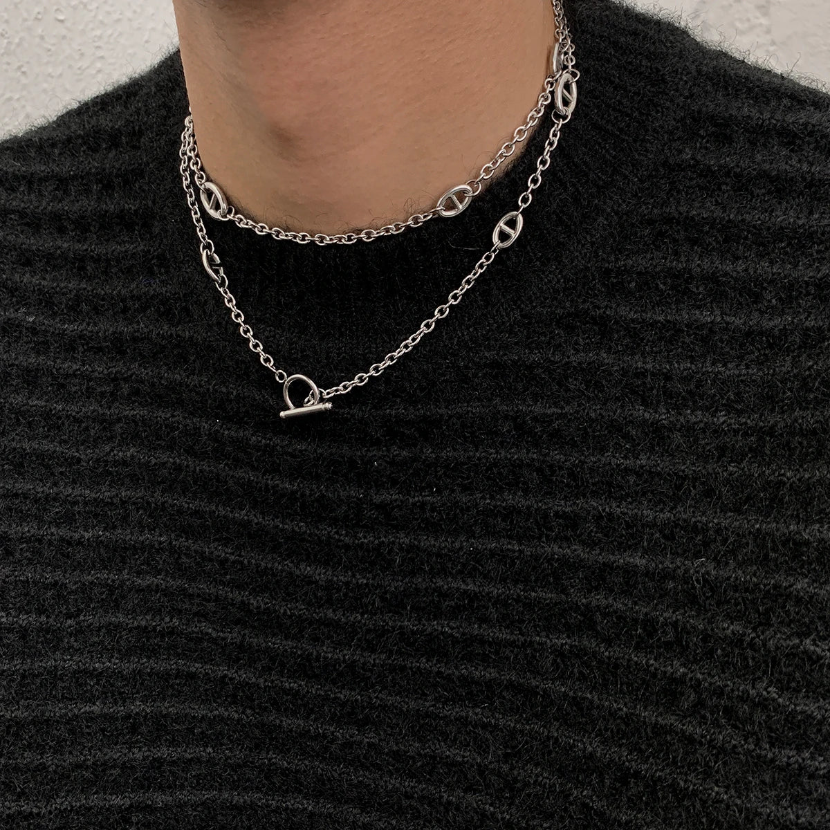 Original design sense, simple double-layer collarbone chain, high-end and trendy men's and women's necklace