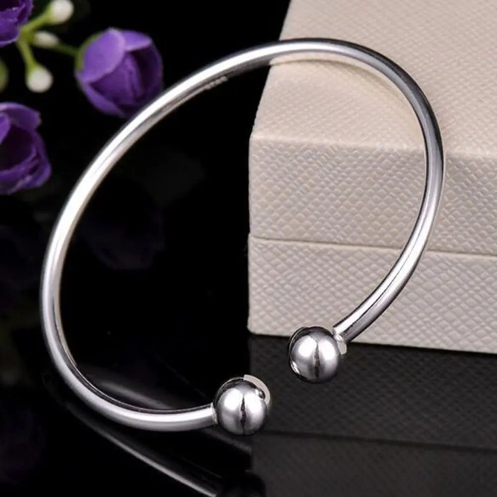1pc Smooth Solid Bead Bracelet Cufflinks Bangles For Women Man Wedding Engagement Party Jewelry