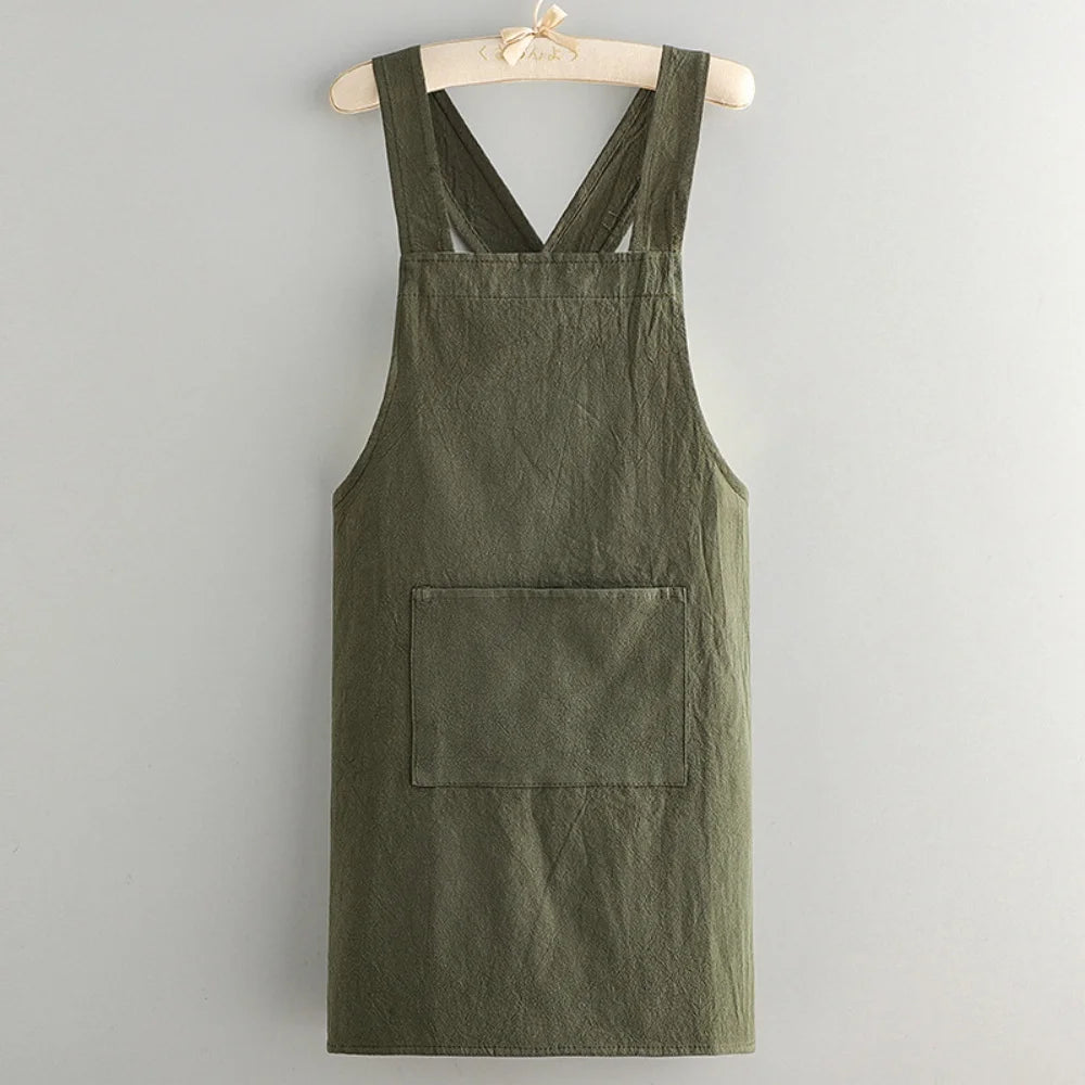 Kitchen Apron Loose Comfortable Cotton Cloth Apron Kitchen Cleaning Apron Breathable Waist Work Clothes For Painting Barber