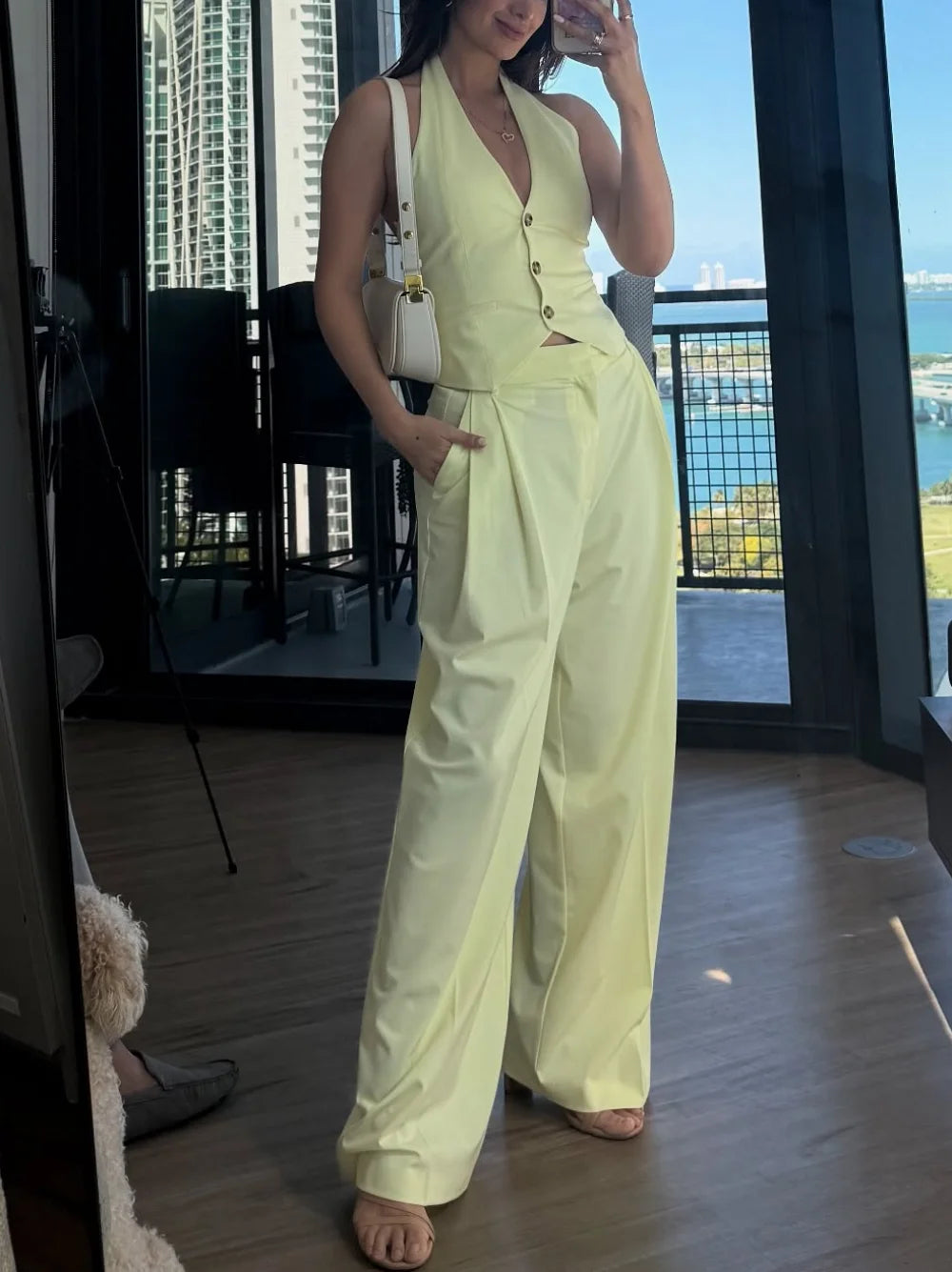 Wide pants suits Women's two-piece suits Camisole and camisole Women's two-piece suits Off-shoulder tops and bottoms suits