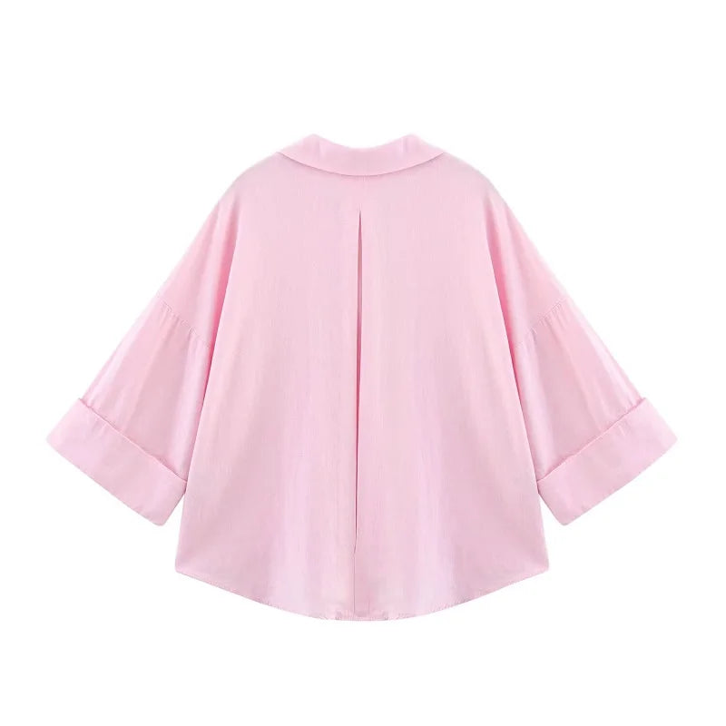 MUJER Women's Shirts Striped Oversize Shirts for Women Wide Sleeve Casual Shirts and Blouses Woman White Summer Loose Tops Woman