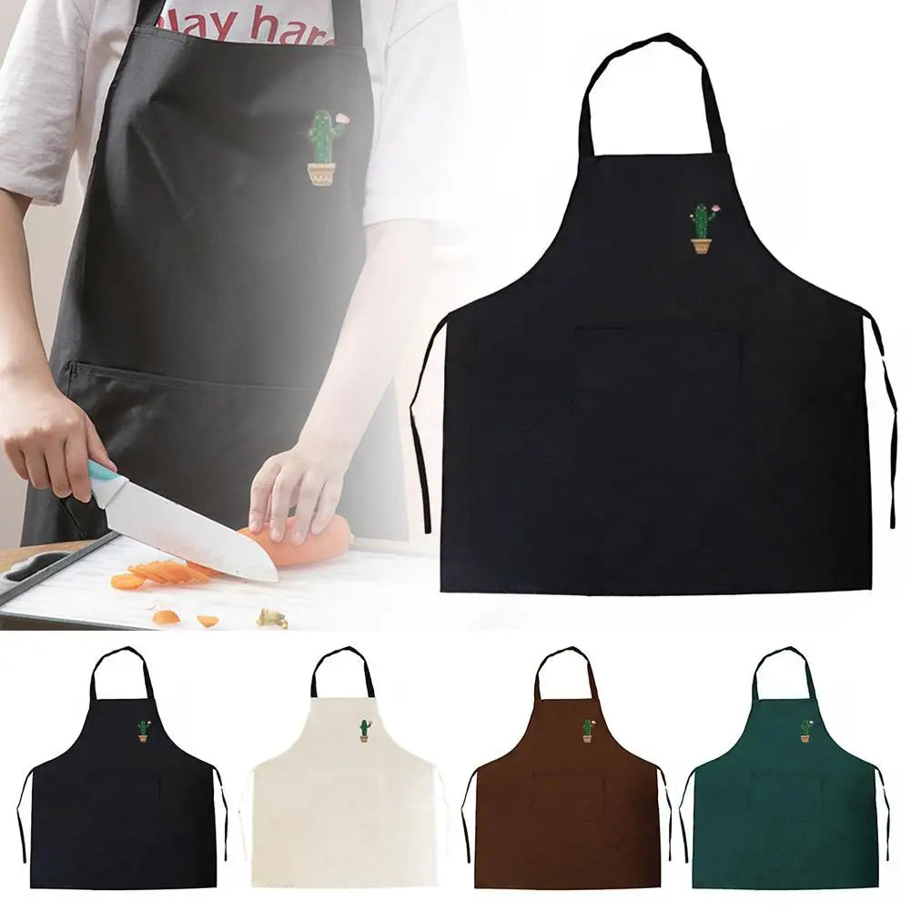 Kitchen Cooking Apron Unisex Household Solid Color Chef Waiter Barbecue Hairdresser Adult Pocket Apron Kitchen Supplies Tool