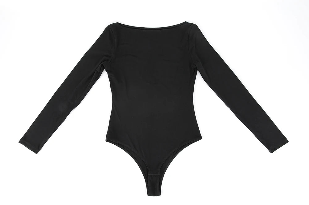 Women's Round Collar Elastic Bodysuit Long Sleeve Jumpsuit Shapewear Shaper Lady Sexy New Female Warm Clothes Autumn Winter