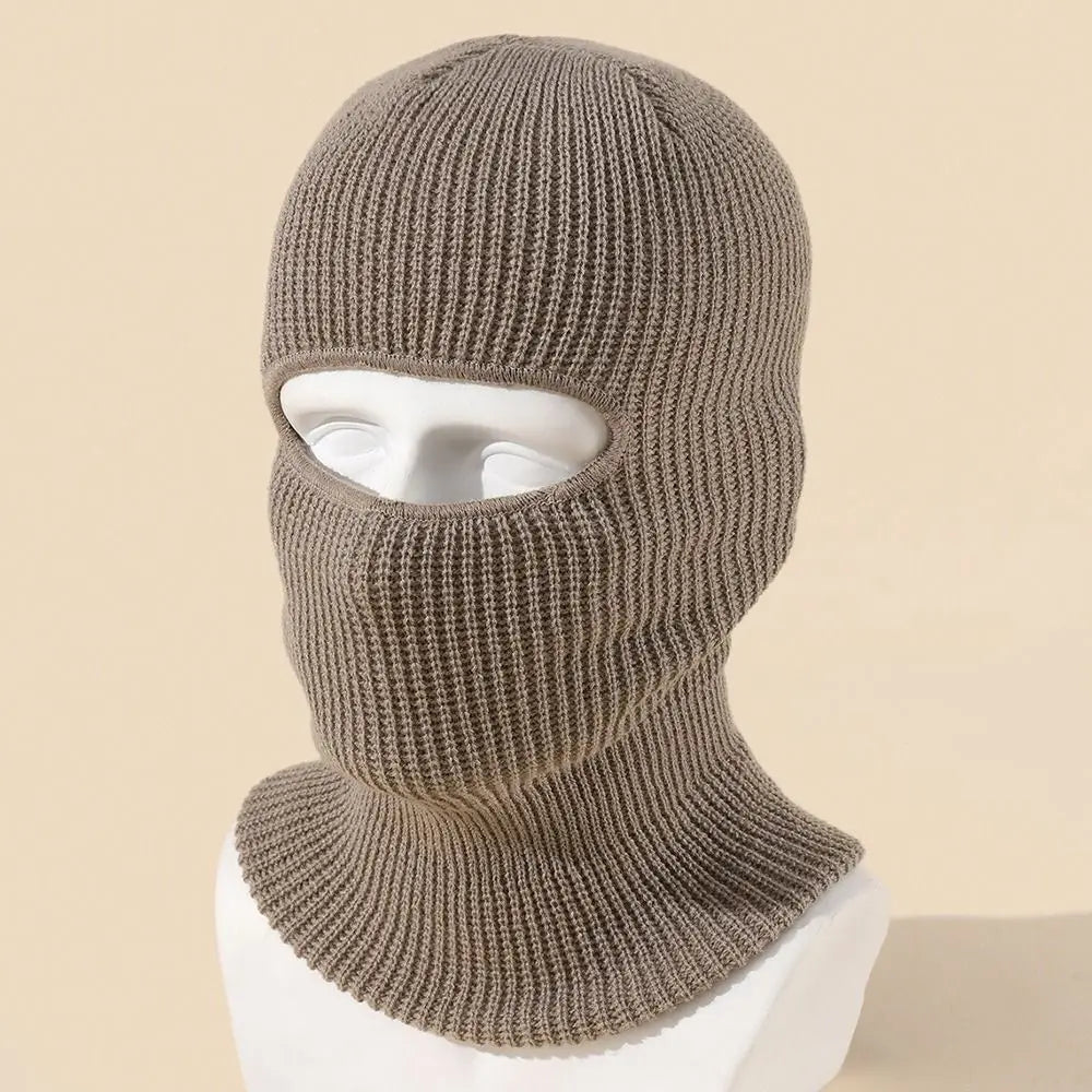 Hat Winter Female 1-Hole Balaclava Skullies Scarf Bonnet Hat Mask Knitted Hats Men Beanies Hat Women Winter Cap Full Face Cover