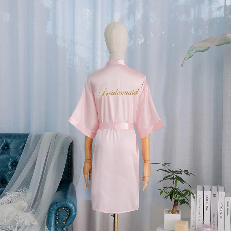 Kimono Robe Bride Bridesmaid Wedding Bathrobe Casual Women Sleepwear Nightgown Embroidery Letter Home Clothing Lingerie