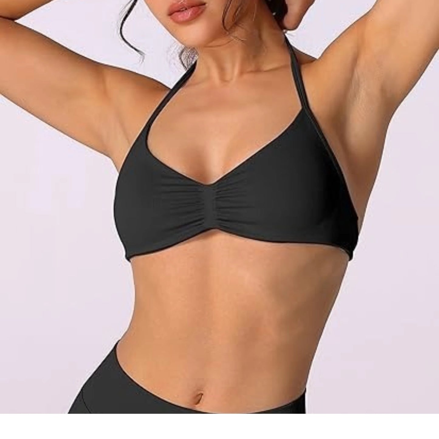 Strappy Bra Top Women High Support Thin Strap Halter Sport Seamless Bras Scrunch Workout Yoga Tank