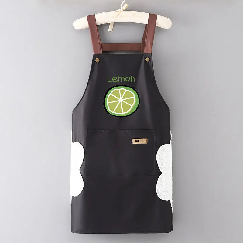 Kitchen Aprons for Woman Men Chef Work Apron for Grill Restaurant Bar Shop Cafes Beauty Nails Studios Uniform Avocado Lemon