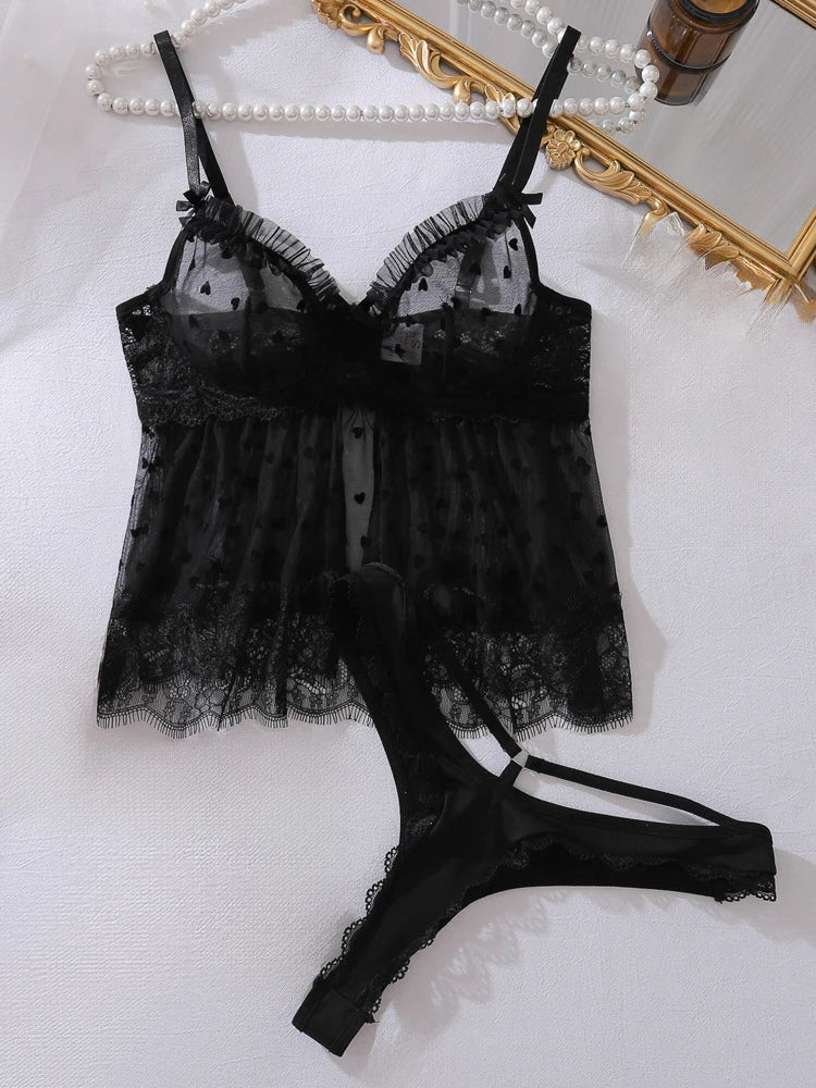 Women Sleepwear Sexy Lingerie Erotic Pajamas Lace Sleepwear Nightgown Transparent Dress Sexy Underwear Baby Doll Exotic Costumes