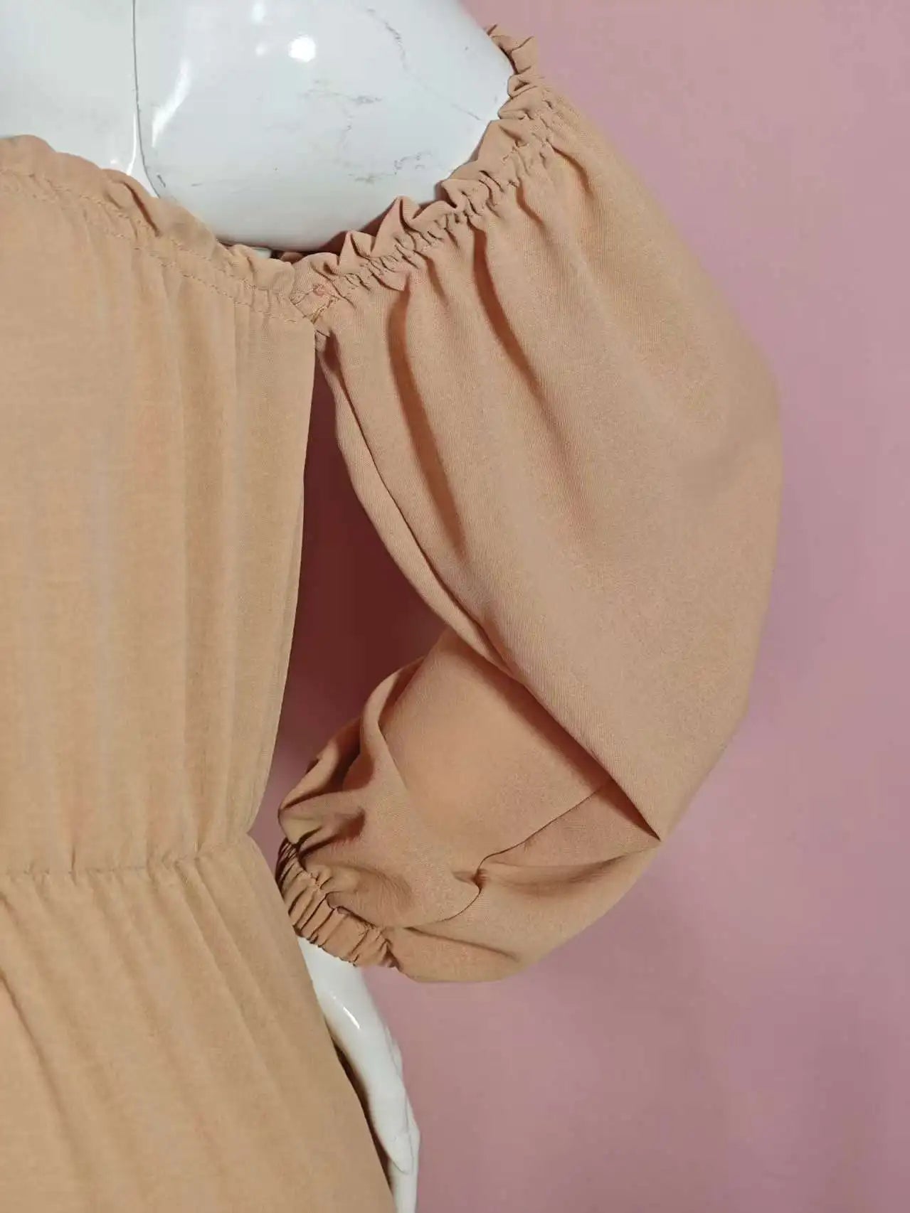 Maternity Photoshoot Dress - Sexy Off-Shoulder Gown Playful Puff Sleeves & Leg-Baring Slit Clothes for Pregnant Women Photograph