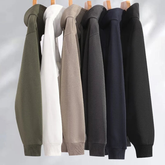 Sweater Loose Men's and Women's New Casual Solid Color Thickened Coat Autumn and Winter Hooded Sweater Simple
