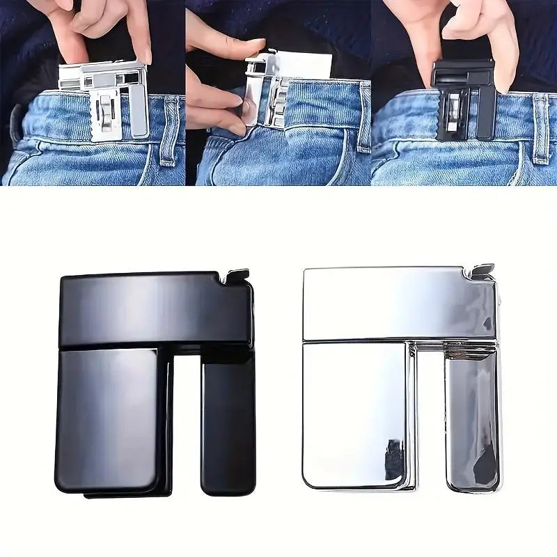 Trouser Waist Folding Belt Buckle Adjustable Waist Shrink Clip Waistline Adjustment Buckle Lightweight Metal Waistband Belt Clip