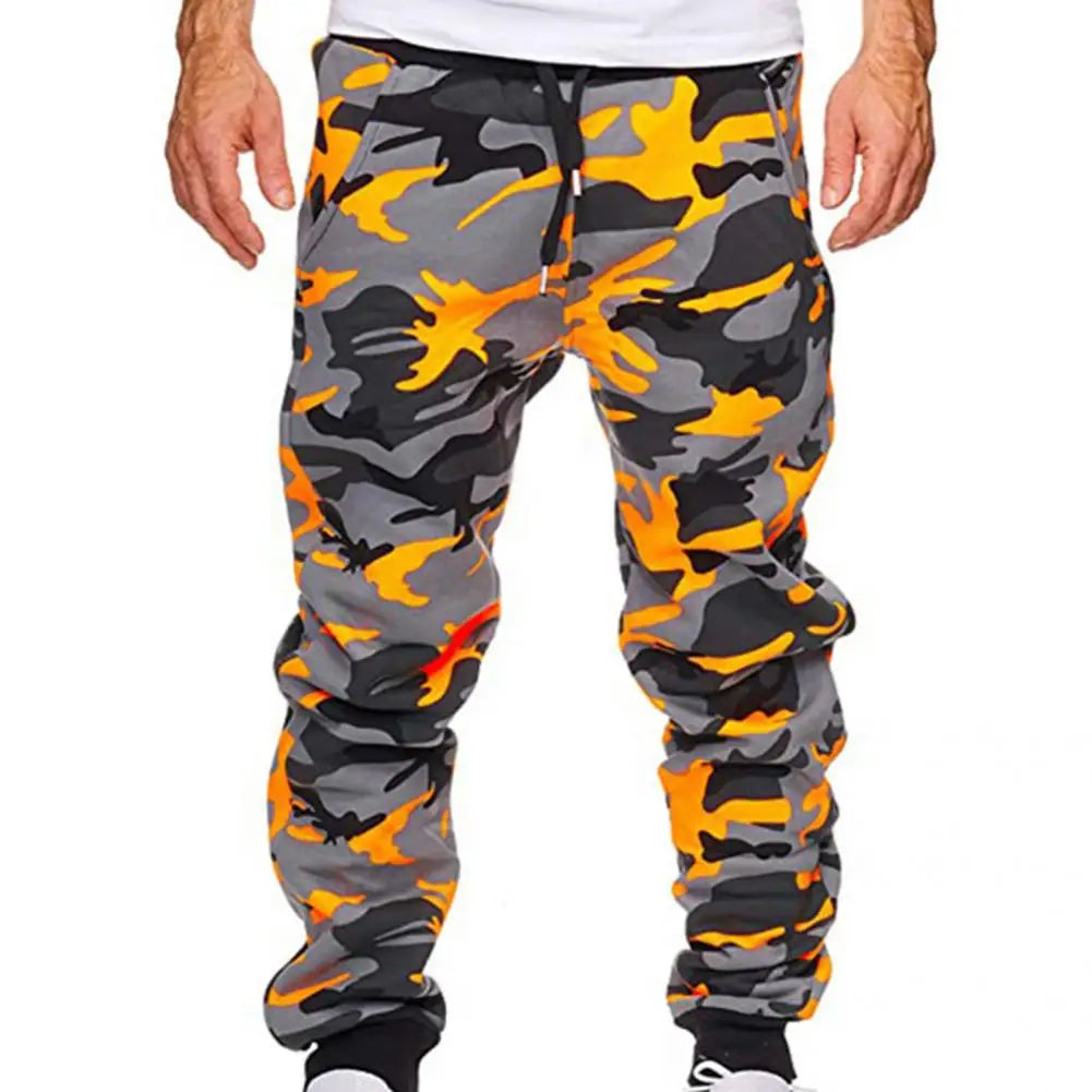 Casual Trousers Colorful Men Pants Anti-shrink Camouflage Jogger Trousers  Pockets