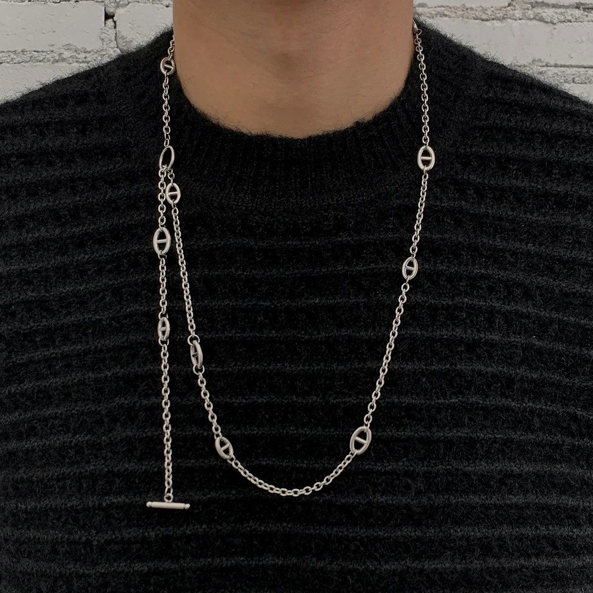 Original design sense, simple double-layer collarbone chain, high-end and trendy men's and women's necklace