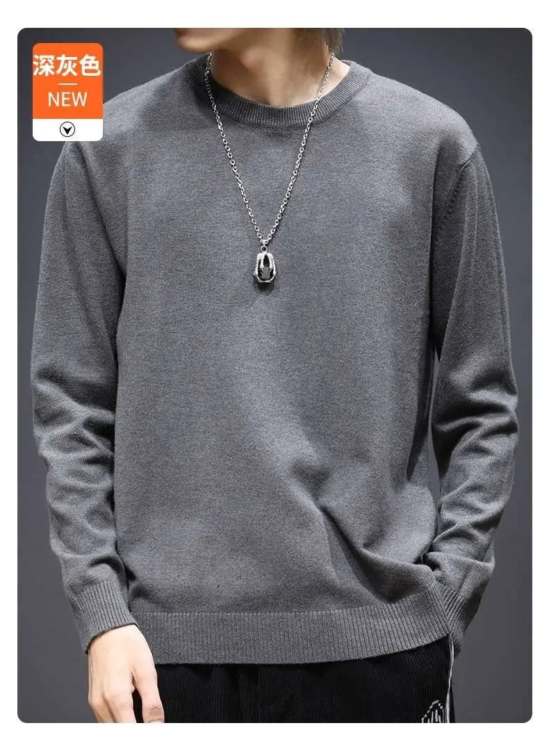 Sweater Men's Young Knitted Solid Color Casual Pullover Round Neck Sweaters