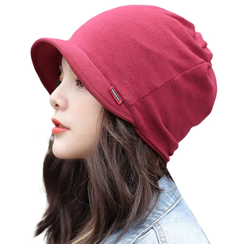 Knitted Hat Women's Autumn And Winter Head Cap Fashion Solid Color Outdoor Windproof Keep Warm Thicken Knitted Hats