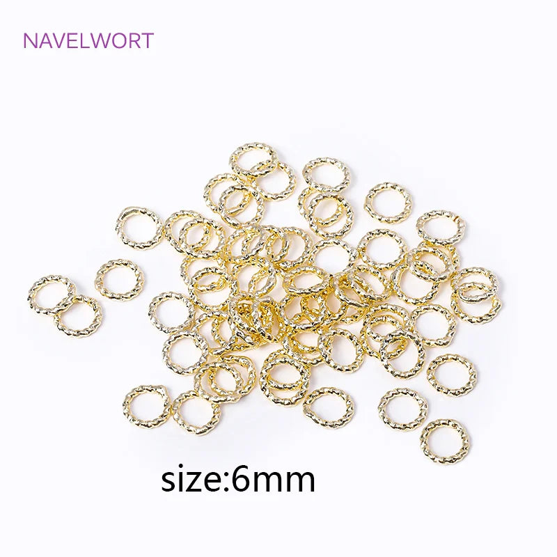 Wholesale 18K Gold Plated Brass 6/8/10/12MM Round Twist Closed Ring Connectors Accessories For DIY Jewelry Making Supplies