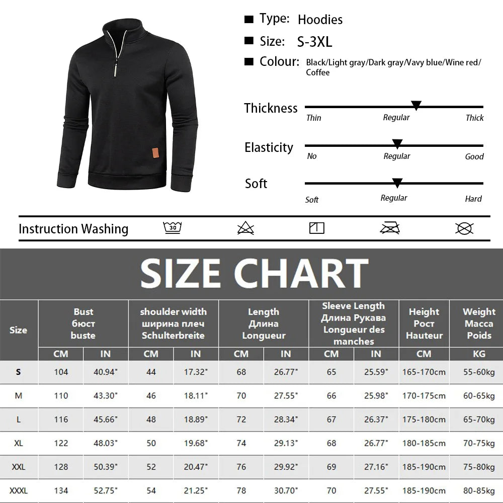 Men Sweatshirts Spring Thicker Pullover Half Zipper Pullover for Male Hoody Outdoor Sweatshir Autumn Solid Color Turtleneck Swea