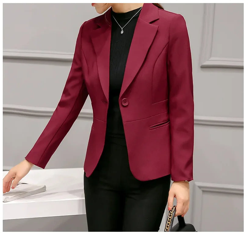 Women Blazer Office Ladies Elegant Outwear Long Sleeve Work Wear Classy Female Pink Suit African Autumn Fashion 2025 New Coat