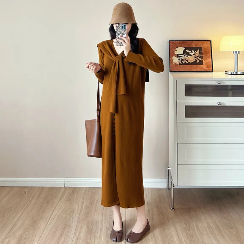 Maternity Dress for Pregnant Women  Knit Sweater Dress Cozy Loose Fit Elegant Autumn Pregnancy Outfit with Relaxed Vibes