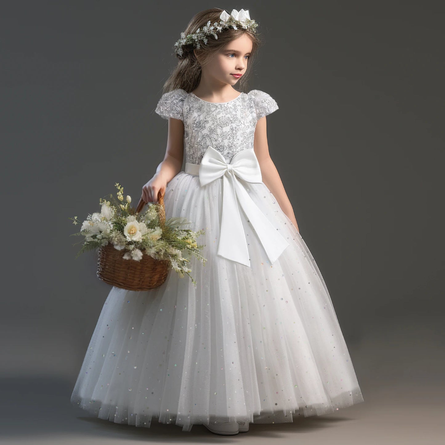 Elegant Teens Girls Dress Lace Princess Pageant Birthday Party First Communion Gowns Bridesmaid Flower Girl Dresses For Wedding